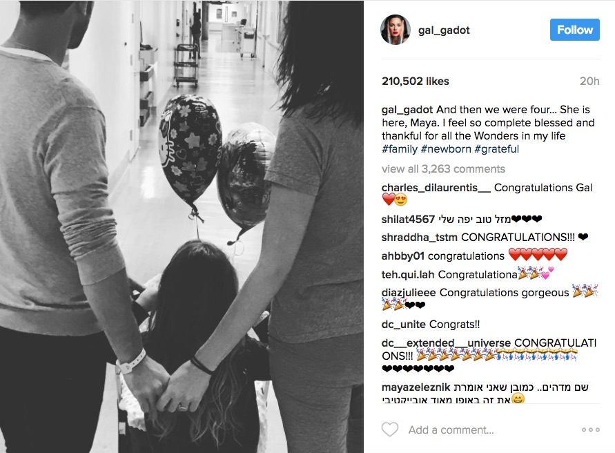 Israeli Wonder Woman Gal Gadot Just Gave Birth to A Baby Girl named Maya